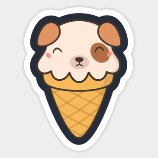 Kawaii Cute Puppy Dog Ice Cream Sticker